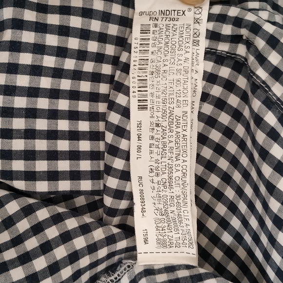 Zara Black & White Gingham Check Shirt With Embroidery - Picture 9 of 12